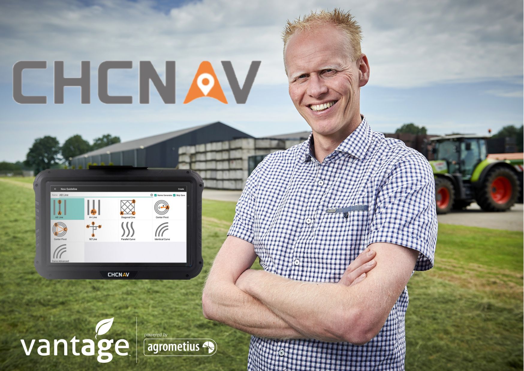 Dennis Nijland op de foto met het nieuwe merk CHC NAV dat Vantage Agrometius gaat leveren.